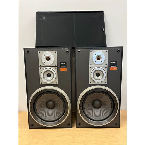 Sony SS-C50 Three Way Speakers - 12.5x11.5" & 23"T - not tested, see all photos