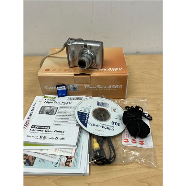 Canon Power Shot A560 Digital Camera 7.1 Megapixel 4X Optical & accessories - powers, not tested