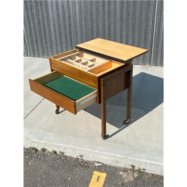 Mid Century Wooden Sewing Cabinet / Side Table - Approx: 23x14.5" & 22"T