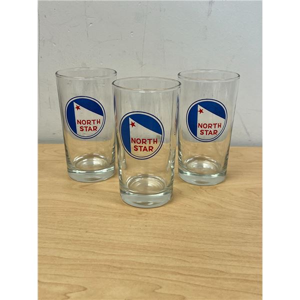3 Vintage North Star Oil & Gas Advertising Drinking Glasses 5"