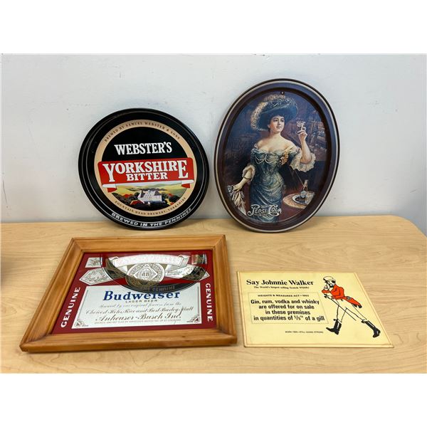 4 Vintage Advertising Trays / Signs & Similar Barware - largest approx: 14.5x11.5"