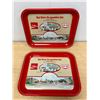 Image 1 : 2 Vintage Coca-Cola Coke Red River Co-op Advertising Serving Trays Approx: 13.25x10.5"