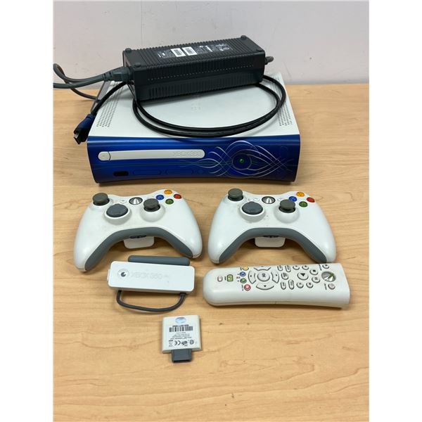 Microsoft XBOX 360 with controllers & accessories as pictured - powers up, not tested