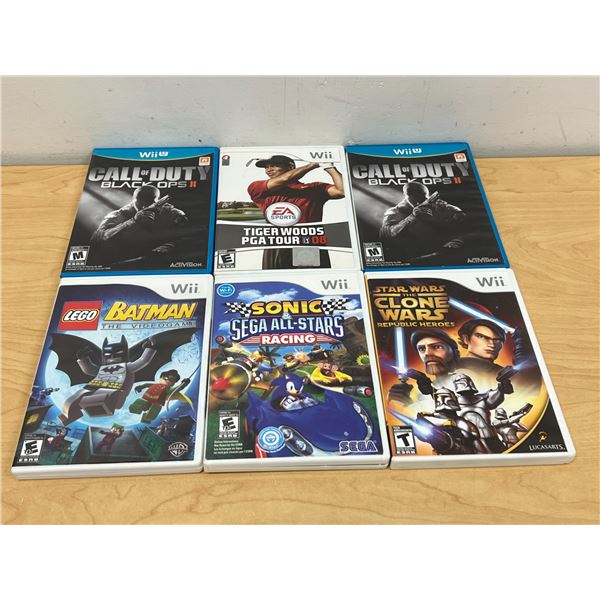 6 Nintendo Wii & Wii U Games as pictured - see all photos for details - not tested