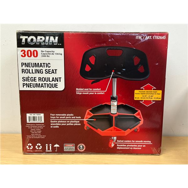 New Torin Pneumatic Rolling Seat with Parts / Tools storage - see all photos for details