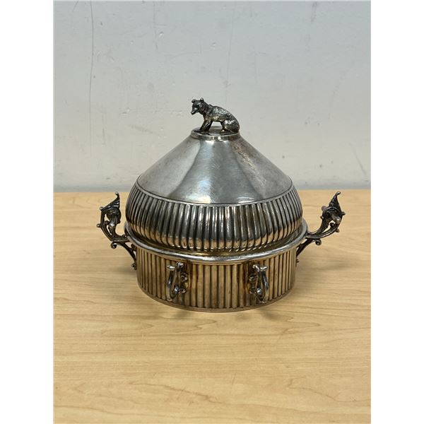 Antique Rockford Silver P. Co. Cheese / Butter Dish (one handle has damage) see all photos