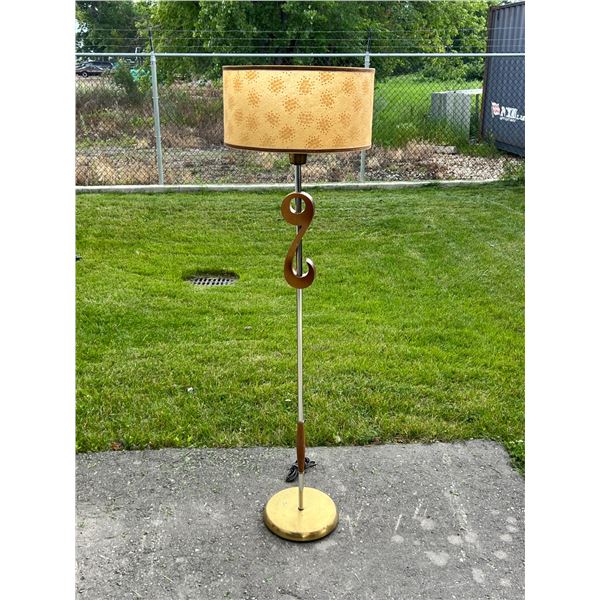 Mid Century Wood / Brass Tri-Light Floor Lamp - Works Approx: 61"T 17"W see all photos