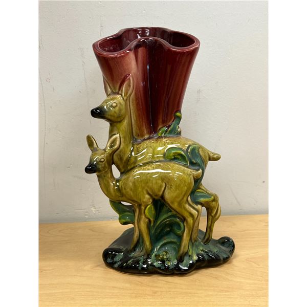 Mid Century Hull USA Ceramic Deer Vase - 11"T 6.25"W - see all photos
