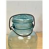 Image 10 : 2 Vintage Aqua Blue Perfect Seal Wide 10" Mouth Canning Jars - each slightly Different