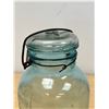 Image 11 : 2 Vintage Aqua Blue Perfect Seal Wide 10" Mouth Canning Jars - each slightly Different