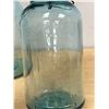 Image 2 : 2 Vintage Aqua Blue Perfect Seal Wide 10" Mouth Canning Jars - each slightly Different