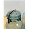 Image 5 : 2 Vintage Aqua Blue Perfect Seal Wide 10" Mouth Canning Jars - each slightly Different