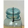 Image 6 : 2 Vintage Aqua Blue Perfect Seal Wide 10" Mouth Canning Jars - each slightly Different