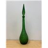 Image 1 : Mid Century Empoli Italian Green Glass Genie Bottle w/ stopper 22.5"