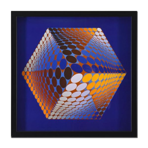 Victor Vasarely (1908-1997) "Tupa-3 (1972)" Framed Heliogravure Print