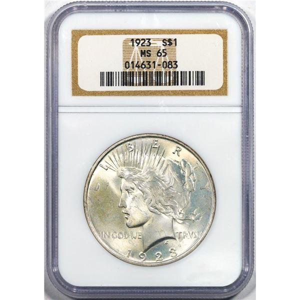 1923 $1 Peace Silver Dollar Coin NGC MS65
