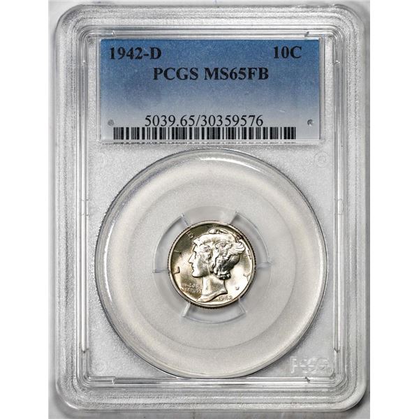 1942-D Mercury Dime Coin PCGS MS65FB