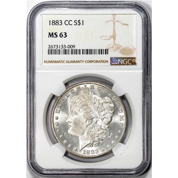 1883-CC $1 Morgan Silver Dollar Coin NGC MS63