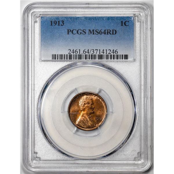 1913 Lincoln Wheat Cent Coin PCGS MS64RD