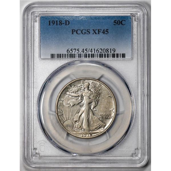 1918-D Walking Liberty Half Dollar Coin PCGS XF45