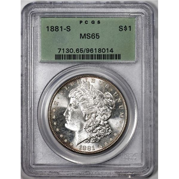 1881-S $1 Morgan Silver Dollar Coin PCGS MS65 Old Green Holder