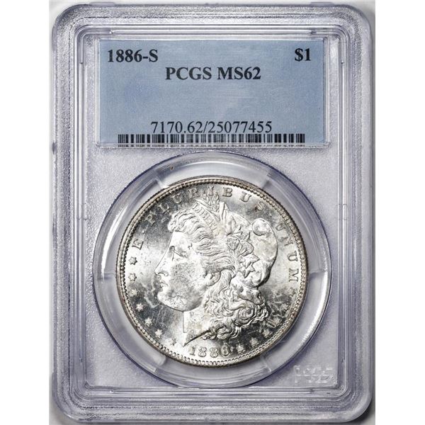 1886-S $1 Morgan Silver Dollar Coin PCGS MS62