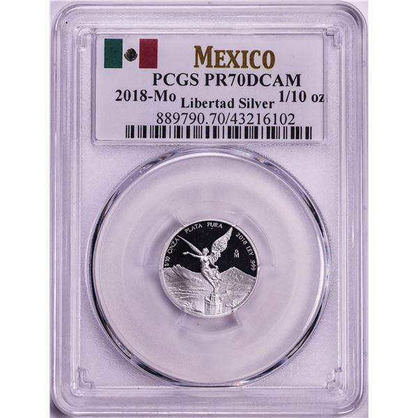 2018-Mo Mexico Proof 1/10 oz Silver Libertad Coin PCGS PR70DCAM