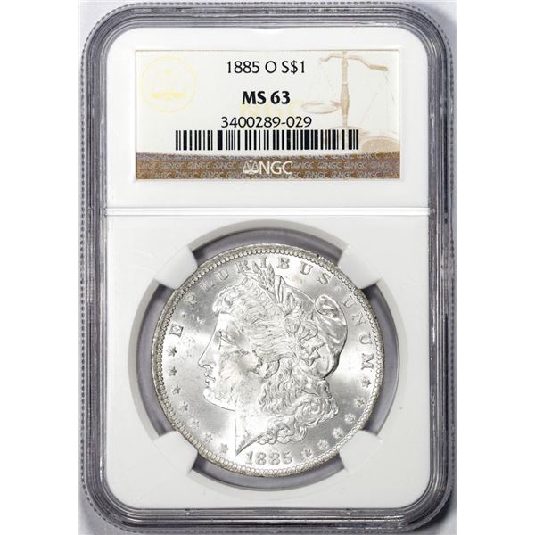 1885-O $1 Morgan Silver Dollar Coin NGC MS63