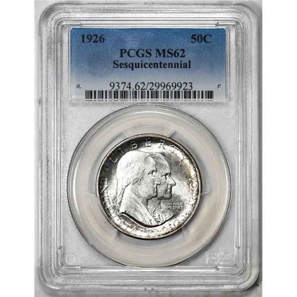 1926 Sesquicentennial Commemorative Half Dollar Coin PCGS MS62