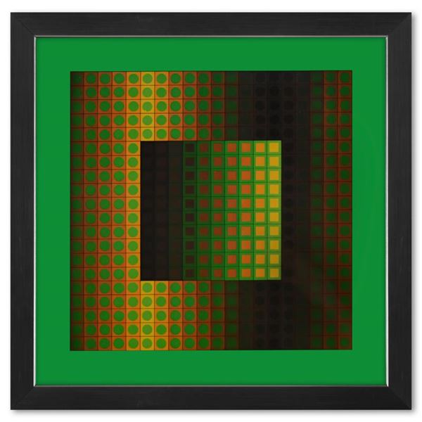Victor Vasarely "Zett- Zs De La Serie Folklore Planetaire" Mixed Media Print On Paper