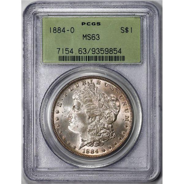 1884-O $1 Morgan Silver Dollar Coin PCGS MS63 Old Green Holder