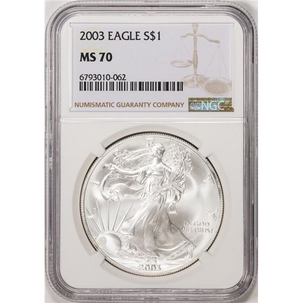 2003 $1 American Silver Eagle Coin NGC MS70