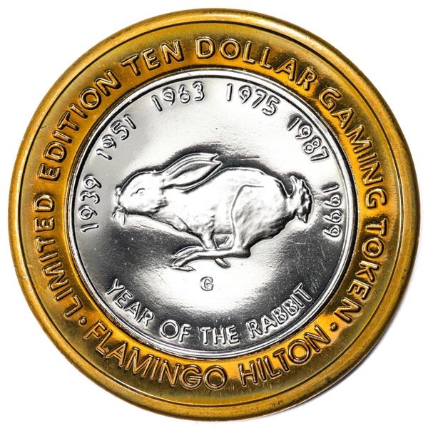 .999 Silver Flamingo Hilton Reno, Nevada $10 Casino Limited Edition Gaming Token