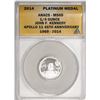 Image 1 : 2014 Proof 1/4 oz Platinum JFK Apollo 11 Anniversary Medal ANACS MS69