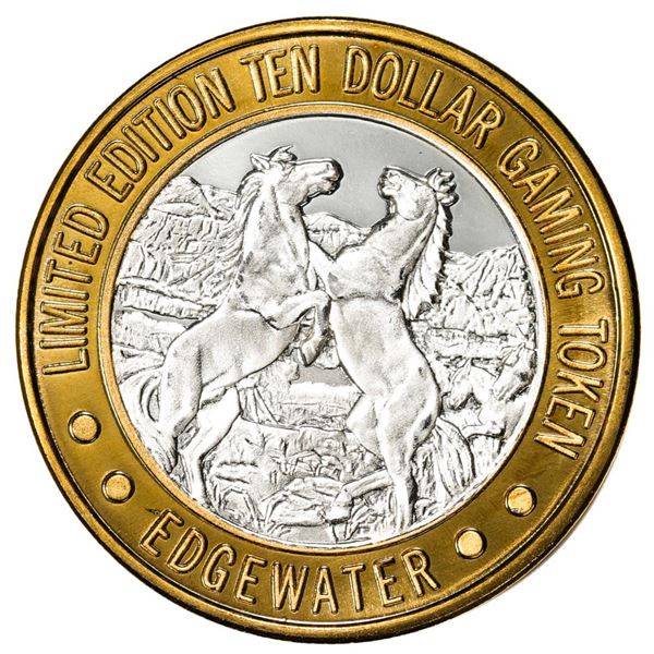 .999 Fine Silver Edgewater Laughlin, Nevada $10 Limited Edition Gaming Token