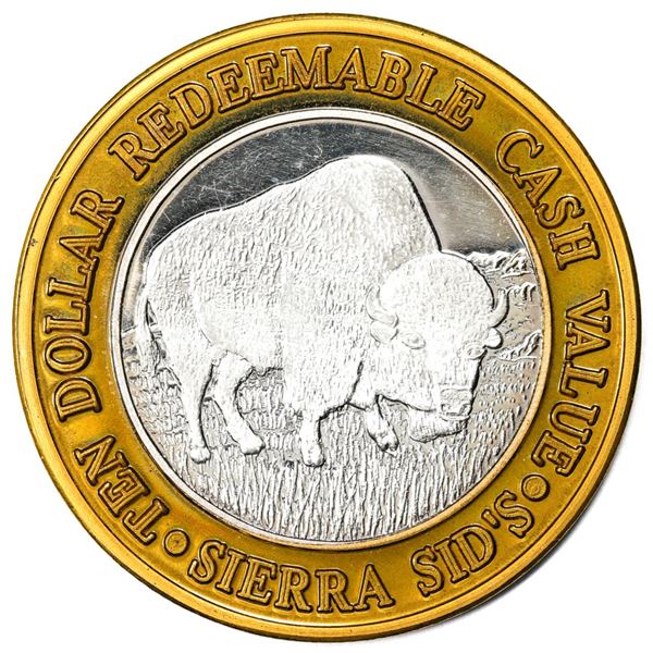 .999 Silver Sierra Sids Sparks, Nevada $10 Casino Limited Edition Gaming Token