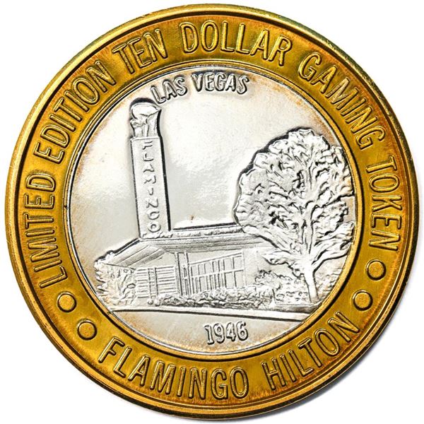 .999 Silver Flamingo Hilton Las Vegas, Nevada $10 Casino Limited Edition Gaming Token