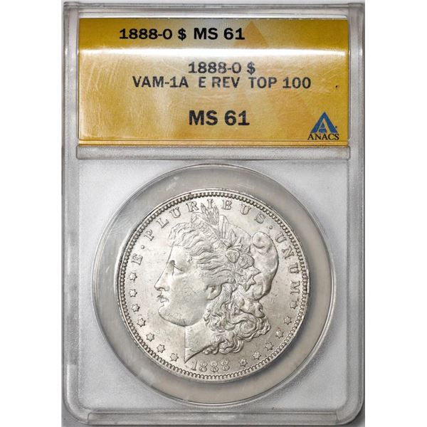 1880-O Vam-1A E Reverse Top 100 $1 Morgan Silver Dollar Coin ANACS MS61
