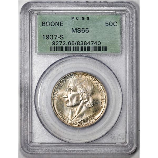 1937-S Daniel Boone Commemorative Half Dollar Coin PCGS MS66 Old Green Holder