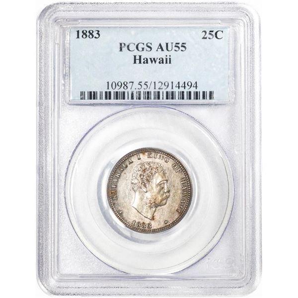 1883 Kingdom of Hawaii Quarter Coin PCGS AU55
