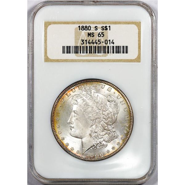 1880-S $1 Morgan Silver Dollar Coin NGC MS65 Nice Toning Old Fatty Holder