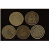 Image 1 : 1840, 41, 45,53 & 1875 SILVER SEATED LIBERTY DIMES