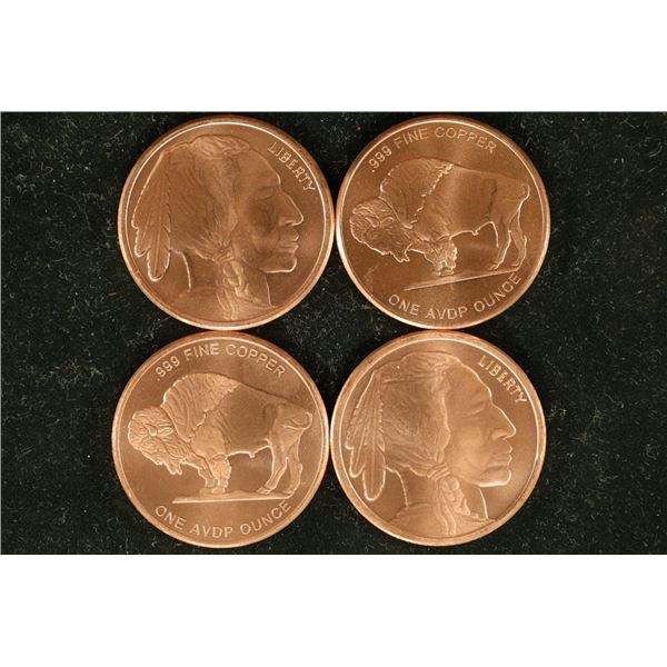 4-ONE OUNCE COPPER BU ROUNDS: REPLICA OF THE