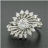 Image 7 : Vintage 14k White Gold 0.80 ctw Round Diamond Solitaire Spray Swirl Cocktail Rin
