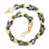 Image 2 : Unisex Vintage Italian 14K Yellow Gold Alternating Hematite Link Chain Bracelet