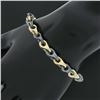 Image 5 : Unisex Vintage Italian 14K Yellow Gold Alternating Hematite Link Chain Bracelet