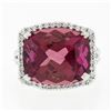 Image 6 : 14k Gold 13.75 ctw GIA Cushion Purple Pink Tourmaline Diamond Halo Cocktail Ring