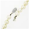 Image 7 : Classic 7.5-8mm Cultured Pearl Strand Necklace w/ 14k Gold Pave Diamond Clasp