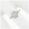 Image 3 : Antique Victorian 14k Gold 8.3mm Round Cabochon Moonstone 6-Prong Solitaire Ring