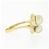 Image 5 : Solid 14k Yellow Gold Dual Round Cultured Pearl Polished Finish Bypass Ring